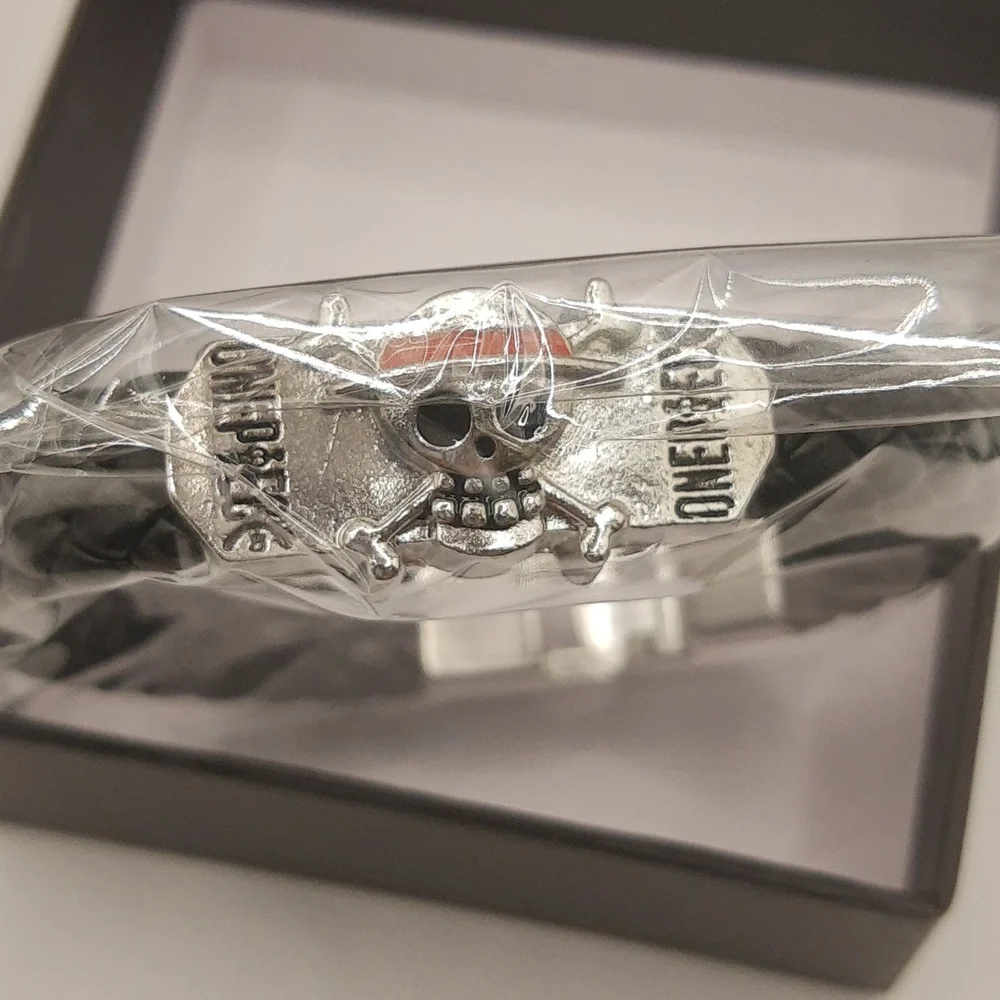 One Piece Anime Monkey D Luffy Straw Pirates Leather Metal Bracelets 3pcs NEW